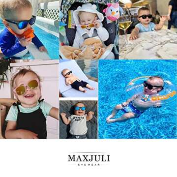 MAXJULI Polarized Baby Infant Sunglasses Safe, Soft, With Adjustable Strap 0-24 Months BPA Free 3 Pa...