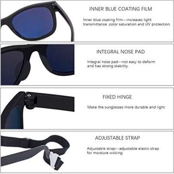 MAXJULI Polarized Baby Infant Sunglasses Safe, Soft, With Adjustable Strap 0-24 Months BPA Free 3 Pack (Black+Blue+Grey)