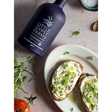 High Mountain Organic EVOO | Little Gypsy Farms Estate Grown Greek Extra Virgin Olive Oil | 5x High Polyphenols | Small Batch | First Cold-Pressed | NYIOOC Gold Award | Product Of Greece | 500ml