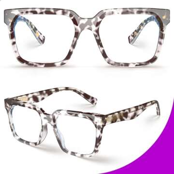 VISOONE Rectangle TR90 Blue Light Blocking Glasses Computer Eyewear with Preppy Look for Women and Men Cougar