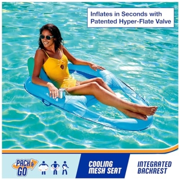 SwimWays Spring Float Recliner Fast Inflation Sky Blue Comfort