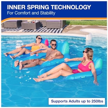 SwimWays Spring Float Recliner Fast Inflation Sky Blue Comfort