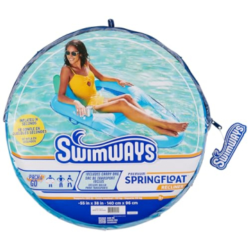 SwimWays Spring Float Recliner Fast Inflation Sky Blue Comfort