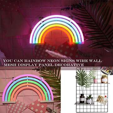 Rainbow LED Neon Lights Art Colorful Neon Signs Lamp Indoor Night Light Wall Decor for Home Party Birthday Valentine Gifts Bedroom Beside Table Decoration
