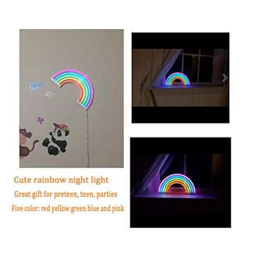 Rainbow LED Neon Lights Art Colorful Neon Signs Lamp Indoor Night Light Wall Decor for Home Party Birthday Valentine Gifts Bedroom Beside Table Decoration