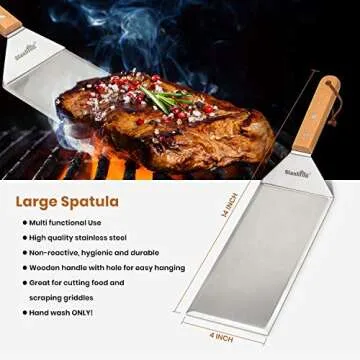 Stanbroil Stainless Steel Spatula Set Tools for Blackstone and Camp Chef Griddle, Metal Long Spatula and Hamburger Turner for Griddle Flat Top BBQ Grill, Set of 3
