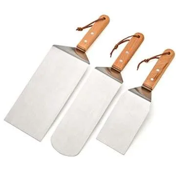 Stanbroil Stainless Steel Spatula Set Tools for Blackstone and Camp Chef Griddle, Metal Long Spatula and Hamburger Turner for Griddle Flat Top BBQ Grill, Set of 3