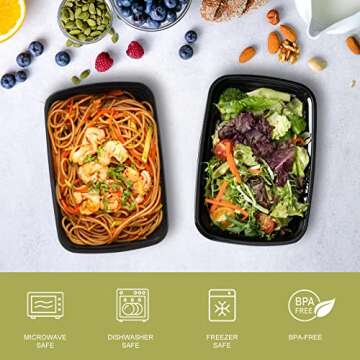 Ezalia 50 Pack Meal Prep Containers - Reusable, BPA-Free, Microwave/Dishwasher Safe