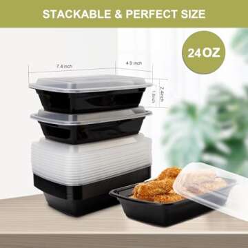 Ezalia Meal Prep Containers 50 Pack, BPA-Free, Leakproof