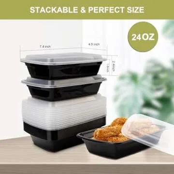 Ezalia Meal Prep Containers 50 Pack, BPA-Free, Leakproof