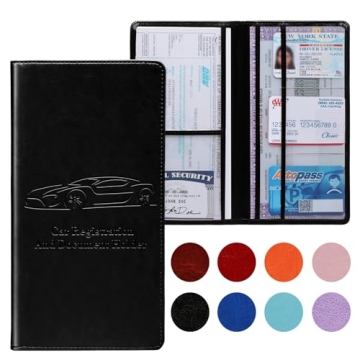 Peisicne Car Registration and Insurance Card Holder - Stylish Organizer for Documents