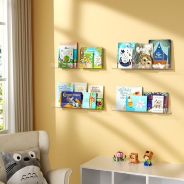 NIUBEE Acrylic Floating Bookshelves for Kids Rooms