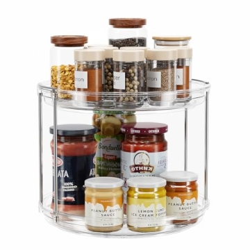 LAMU 2 Tier Lazy Susan Turntable Organizer 9.25'' Rotating Spice Rack Organization for Cabinet, Kitc...