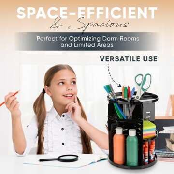 360 Rotating Makeup Organizer - Adjustable Shelf Height and Fully Rotatable. The Perfect Cosmetic Organizer for Bedroom Dresser or Vanity Countertop. (Black)