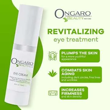 Ongaro Beauty - Eye Wrinkle Cream for Women & Men, Anti-Aging Dark Circles Under Eye Cream, Under Eye Cream for Puffiness and Bags Under Eyes, Hyaluronic Acid Eye Cream, Vitamins A, C & E - 0.5 Fl oz
