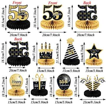 9 Pieces 55th Birthday decorations 55th birthday centerpieces for Tables Decorations Cheers to 55 Ye...