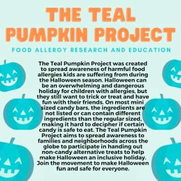 Teal Pumpkin Halloween Trick or Treat Bucket 8.5 in (1 Pack)-Official Teal Pumpkin Project Allergy-Friendly Candy Pail Accessory and Party Decoration Supplies, Haunted House Plastic Bowl w Handle