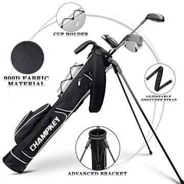 CHAMPKEY Lightweight Golf Stand Bag | Professional Pitch Golf Bag Ideal for The Driving Range, Par 3...