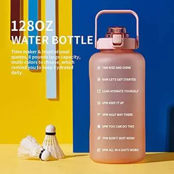 128oz Motivational Water Bottle with Time Markers
