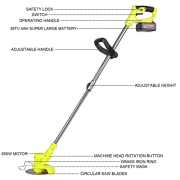 Lightweight Cordless Brush Cutter with 4Ah Battery 9 Blades