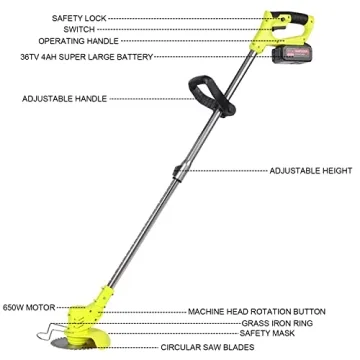 Lightweight Cordless Brush Cutter with 4Ah Battery 9 Blades