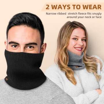 Winter Neck Gaiters for Men 3 Pack,Neck Warmer Men Women with Thermal Thick Warm Fleece Lined Cold Weather,Mens Scarf Winter Ski Face Mask Cover Windproof Scarves（Black,Oatmeal，Grey）
