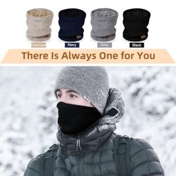 Winter Neck Gaiters for Men 3 Pack,Neck Warmer Men Women with Thermal Thick Warm Fleece Lined Cold Weather,Mens Scarf Winter Ski Face Mask Cover Windproof Scarves（Black,Oatmeal，Grey）