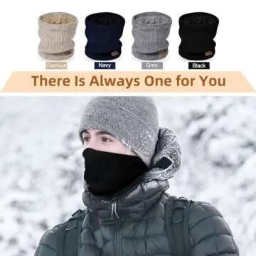 Winter Neck Gaiters for Men 3 Pack,Neck Warmer Men Women with Thermal Thick Warm Fleece Lined Cold Weather,Mens Scarf Winter Ski Face Mask Cover Windproof Scarves（Black,Oatmeal，Grey）