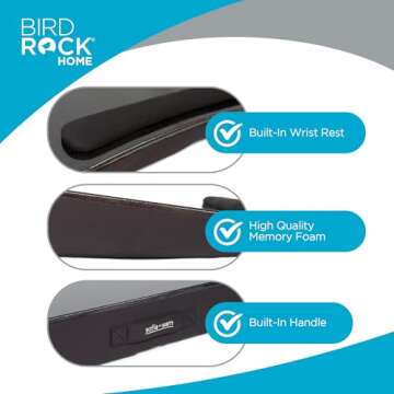 SOFIA + SAM Lap Desk w/Memory Foam Cushion - Large Surface for Crafts, Reading - for Laptops up to 17 inches - Cushioned Tray for Computer, Keyboard, Mouse, Bed, Couch, Chair, Padded Pillow - Black