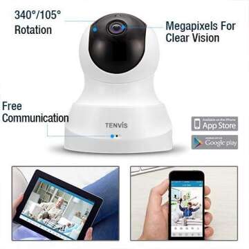 TENVIS 1080P Security Camera - Wireless Camera, IP Camera with Night Vision, 2-Way Audio, 2.4Ghz WiF...