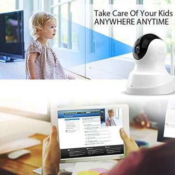 TENVIS 1080P Security Camera - Wireless Camera, IP Camera with Night Vision, 2-Way Audio, 2.4Ghz WiFi Indoor Home Dome Camera for Pet Baby, Remote Surveillance Monitor with Phone App (White)