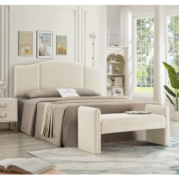 Elegant 24KF Modern Boucle Teddy Bed Bench for Home