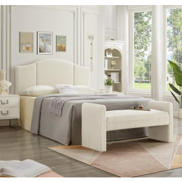 Elegant 24KF Modern Boucle Teddy Bed Bench for Home