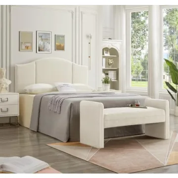 Elegant 24KF Modern Boucle Teddy Bed Bench for Home