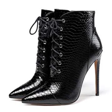 Stylish SAMMITOP Women's Pointed Toe Lace Up Booties