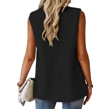 Lajuacely Women's Sleeveless Blazers Open Front Casual Blazer Vests Solid Color Lapel Single Button Lightweight Jackets Women