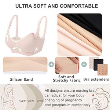 Miss Fong Nursing Bras for Easy Breastfeeding - 3pcs