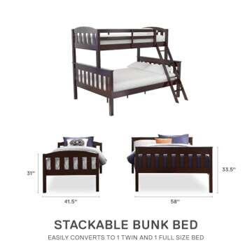 DHP Airlie Convertible Wood Bunk Bed for Kids