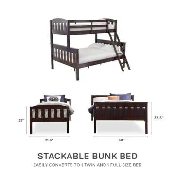 DHP Airlie Convertible Wood Bunk Bed for Kids