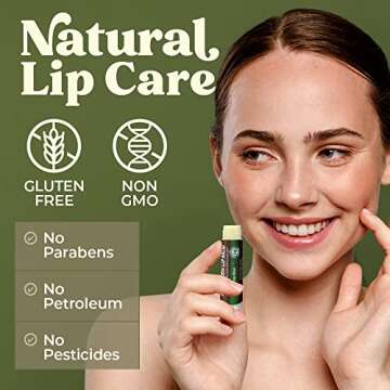 SPF Lip Balm 4-Pack by Earth's Daughter - Lip Sunscreen, SPF 15, Organic Ingredients, Eucalyptus Mint Flavor, Beeswax, Coconut Oil, Vitamin E - Hypoallergenic, Gluten Free