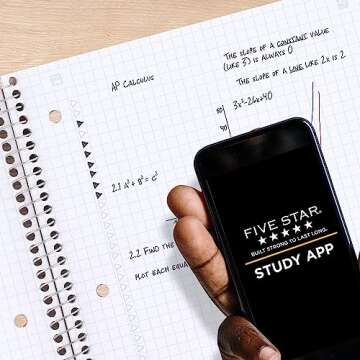 Five Star Spiral Notebook + Study App, 1 Subject, Graph Ruled Paper, Fights Ink Bleed, Water Resista...