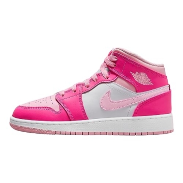 Stylish Jordan Boy's Air 1 Mid Sneakers in Pink and White