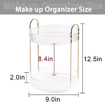 Shuang Qing 2-Tier Rotating Makeup Organizer - Elegant & Functional