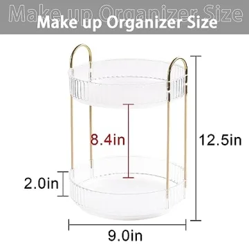Shuang Qing 2-Tier Rotating Makeup Organizer - Elegant & Functional