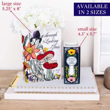 Steel Mill & Co Original Book-Shaped Decorative Vase, Ceramic Vases for Home Decor, Cute Bookshelf Decor, Unique Vase for Book Lovers (Large - Through The Looking Glass)
