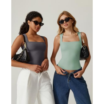 QINSEN Women's Sleeveless Crop Top - Green Fitness Top