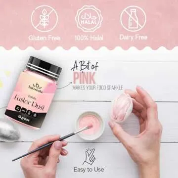 Bakeebake Pink Luster Dust Edible 15g - Edible Glitter for Drinks & Desserts - Gluten Free Edible Pink Dust for Cake Decorating – Tasteless Vegan Drink Glitter for Cocktails and Parties (Pink)