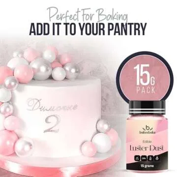 Bakeebake Pink Luster Dust Edible 15g - Edible Glitter for Drinks & Desserts - Gluten Free Edible Pink Dust for Cake Decorating – Tasteless Vegan Drink Glitter for Cocktails and Parties (Pink)