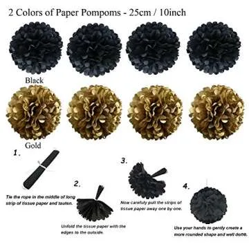 ZERODECO Party Decoration Set 21 Pcs Black & Gold Decorations