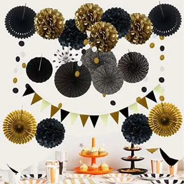 ZERODECO Party Decoration Set 21 Pcs Black & Gold Decorations